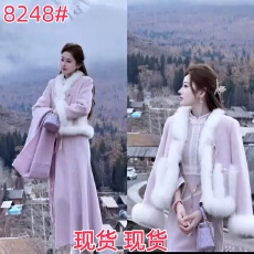 批发暮山紫•紫玉髓狐狸毛皮草羽绒服国风外套+加绒鱼尾<b class='q'>旗袍</b>套装