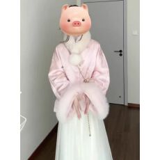 批发新中式国风套装巨好看粉色提花外套<b class='q'>蕾丝</b>半裙大方得体两件套2025冬