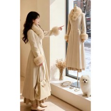 批发富家千金贵气高级感长款收腰毛呢<b class='q'>外套</b>绝美气质呢子大衣2025年冬季