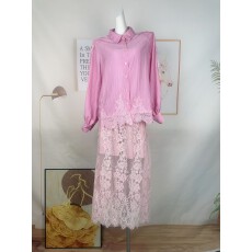 批发婷婷樱花赴约人丝炒色面料 <b class='q'>蕾丝</b>衬衫半裙