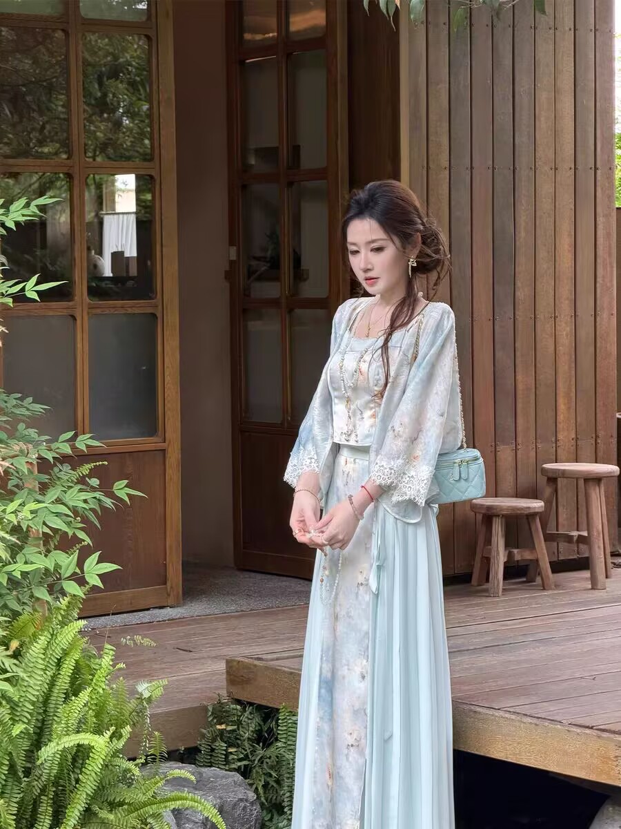 파빌리온 와우 원하시는 대로요. 업그레이드 된 버전 주간 실크 말 얼굴 치마 슬립 오픈 가디건