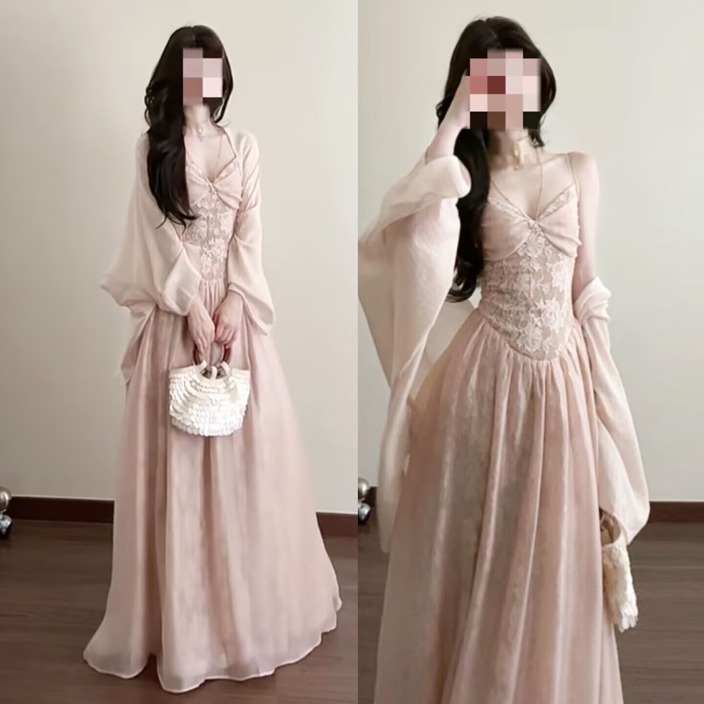 프랑스식 부드러운 바람 핑크색 레이스 슬립 드레스 아이들 여름 2026 새로운 해변가 휴가 품격 롱 스커트