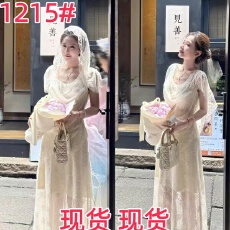 批发婷婷月下初见 弹力纱蕾丝刺绣两穿<b class='q'>连衣裙</b>