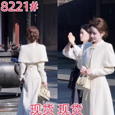 批发婷婷许妍套装千金感斗篷 加绒<b class='q'>旗袍</b>套装