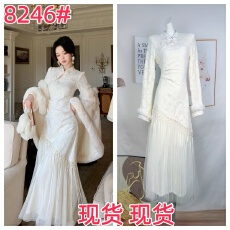 批发暖玉浮光 新中式立领加绒加厚流苏<b class='q'>旗袍</b>