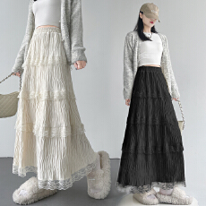 批发实拍2025秋冬<b class='q'>新款</b>显瘦百搭韩版绒面蛋糕裙中长裙女