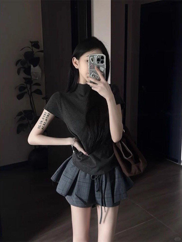 한 부서 품격 천 금빛 바람 ootd 착용 가져 가라. 에이즈 환자 여성 세트 2026 새로운 여름 자이언트 잘 생긴 퍼프 미니 스커트 세트
