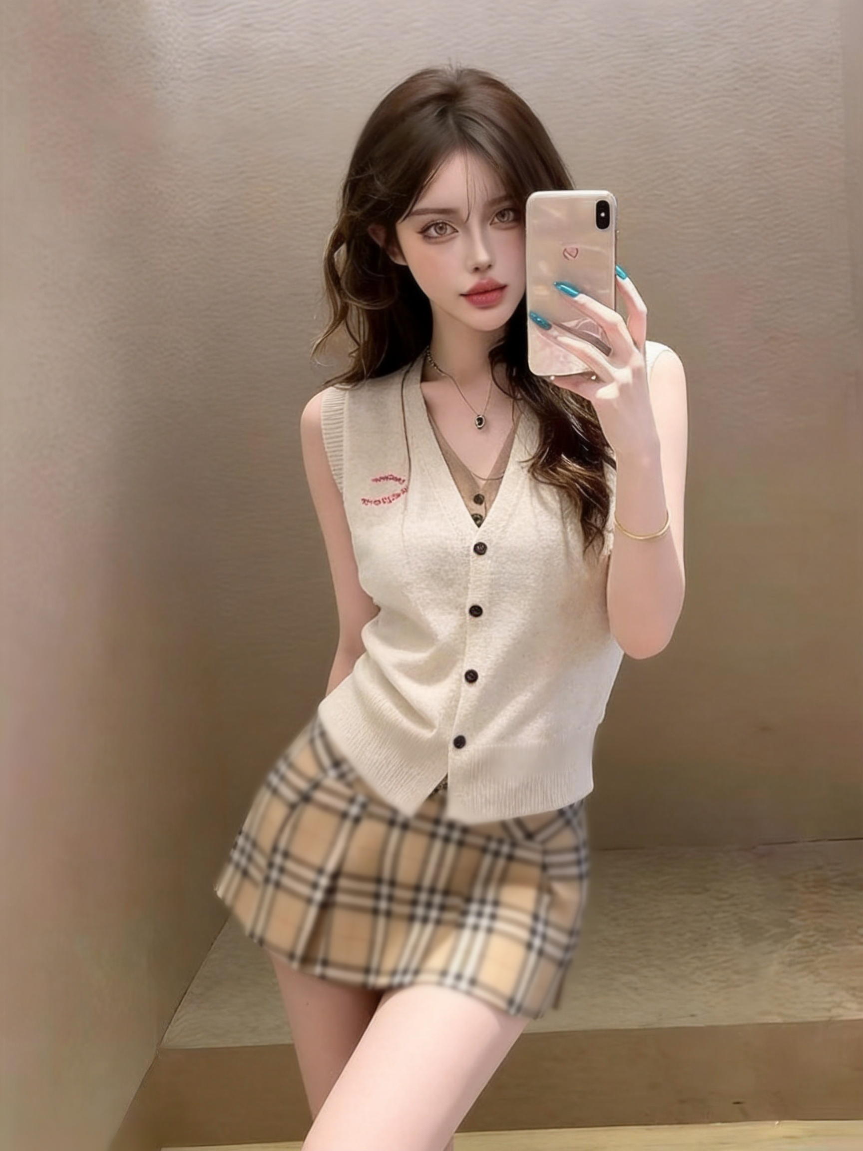 자이언트 잘 생긴 ~ 중 여름 세트 여성 여름 작은 키 품격 패션 페이크 레이어드 민소매 맨위 반신 스커트 투피스 세트