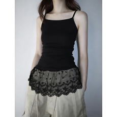 批发刺绣薄纱下摆蕾丝拼接<b class='q'>裙摆</b>叠穿打底修身吊带背心女