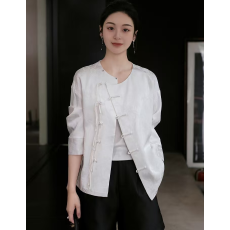 批发新中式桑蚕丝流苏浮雕<b class='q'>外套</b>国风盘扣<b class='q'>外套</b>女百搭长袖上衣