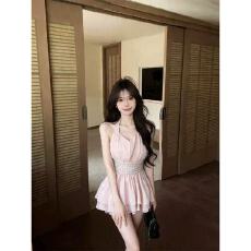 批发高级感重工钉珠挂脖吊带<b class='q'>雪纺</b>衫女夏季新款计感收腰性感无袖背心