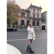 批发实拍<b class='q'>新款</b>波点抽绳羊羔毛短卫衣包臀裙套装女冬季百搭显瘦两件套潮