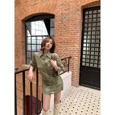 批发实拍法式立领衬衫<b class='q'>连衣裙</b>女新款<b class='q'>镂空</b>花朵衬衣裙女