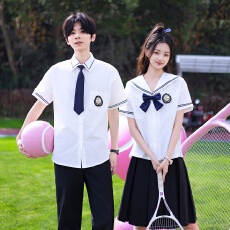 批发新款2026正版JK水手服套装<b class='q'>休闲</b>宽松学院风白衬衫短裙夏