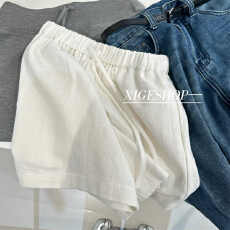 批发白色棉麻阔腿裤<b class='q'>短裤</b><b class='q'>女</b>款夏季外穿薄款苎麻奶芙裤亚麻休闲直筒裤子