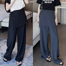 批发<b class='q'>大码</b>女装灰色高级感假两件遮胯西装裙裤夏季新款高腰显瘦垂感长裤