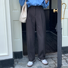 批发实价不减实拍春季灰色西装裤休闲直筒裤显瘦垂感小个子拖地裤子<b class='q'>女</b>