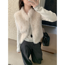 批发实拍气质贵气毛毛马夹背心开衫潮女2025秋冬保暖无袖坎肩外套上衣