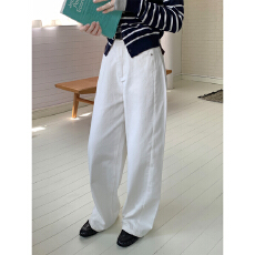 批发实拍秋冬白色直筒休闲<b class='q'>裤</b><b class='q'>阔腿裤</b>女2025<b class='q'>新款</b>中高腰显瘦弯刀<b class='q'>裤</b>长<b class='q'>裤</b>
