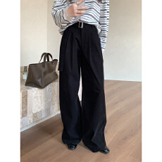 批发实拍秋冬加厚宽松垂感直筒阔腿<b class='q'>裤</b><b class='q'>2025</b><b class='q'>新款</b>基础百搭休闲<b class='q'>裤</b>女配腰带