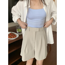 批发实价不减实拍宽松休闲百搭五分裤高腰直筒裤女简约纯色<b class='q'>西装</b>短裤