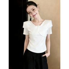 批发2026夏季修身不规则<b class='q'>个性</b>蝴蝶结短袖上衣夏季新款<b class='q'>T</b><b class='q'>恤</b>