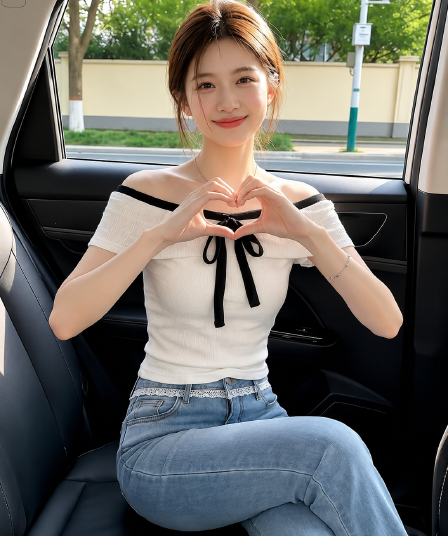 프랑스식 여름 새로운 부드러운 연령 감소 품격 다용도 니트 스웨터 오프숄더 나비 넥타이 맨위 여성