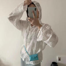批发26春夏 韩系花边刺绣连帽薄款衬衫设计感宽松休闲<b class='q'>长袖</b><b class='q'>防晒衫</b> 8950