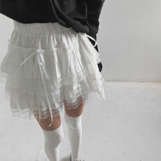 批发26春<b class='q'>夏</b> 蕾丝网纱蛋糕裙 松紧高腰蓬蓬裙小众A字显瘦半身裙 9998