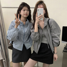 批发26夏季 INS 宽松休闲防晒薄款外套女ins连帽冲锋衣小众<b class='q'>衬衫</b> 8781