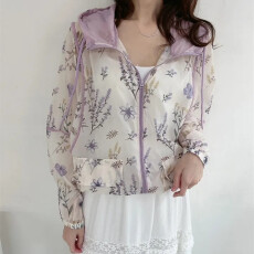 批发碎花冰感薄款连帽防晒服外套上衣女<b class='q'>百搭</b>25春夏设计感空调衫 8932