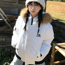 批发26秋冬 <b class='q'>韩国</b>ins工装羽绒服大毛领派克棉服女加厚韩系<b class='q'>情侣</b><b class='q'>棉衣</b>1532