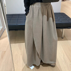 批发26秋冬新品 韩系压褶花苞毛呢半裙松紧腰长裙<b class='q'>女</b>加厚过膝裙 1670