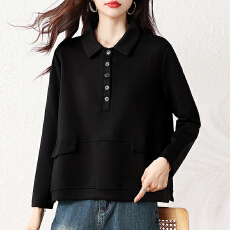 批发高档长袖T恤女POLO衫春秋季新款大码打底衫宽松休闲显瘦宽松上衣