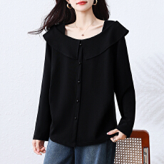 批发气质显瘦荷叶边长袖T恤女春季2026年新款上衣大码欧洲站洋气女装