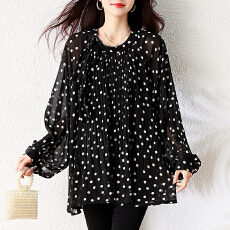 批发2026早春新款高级感雪纺衫女<b class='q'>韩版</b>洋气时髦绑带圆领蝙蝠袖衬衫