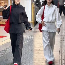 批发春秋独特漂亮韩系穿搭松弛感白色防晒短外套屁帘阔腿裤休闲套装女