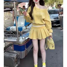 批发2026早春季慵懒风字母印花宽松斜肩长袖卫衣女百搭半身裙时尚<b class='q'>套装</b>