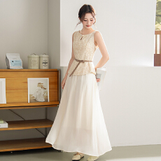 批发法式小香风<b class='q'>无袖</b><b class='q'>连衣裙</b>女夏季2026新款轻熟小众不撞款缎面裙两件套