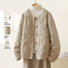 批发小香风菱形格棉衣女2025秋冬新款韩版时尚好看棉服夹棉<b class='q'>短</b>外套