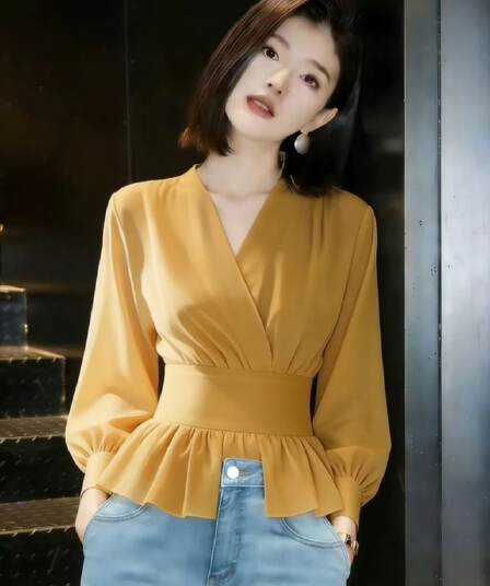 2026 가을 새로운 황색 셔츠 고급 센스 빛 럭셔리 연령 감소 외국 가스 허리 수축 슈퍼 잘 생긴 고유 한 아름다운 맨위