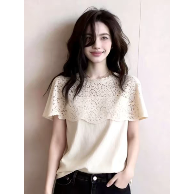 법률 시스템 레이스 홀로우 아웃 페이크 레이어드 맨위 여성 화이트 작은 대중 아니요 명중 섹션 기본 셔츠 패션 2026 봄 새로운