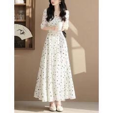 批发官图高级感轻奢波点连衣裙女夏季新款收腰显瘦法式<b class='q'>气质</b>名媛中长裙