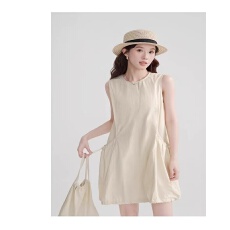 批发<b class='q'>无袖</b>背心工装连衣裙女夏季新款设计感休闲小个子松弛感花苞裙