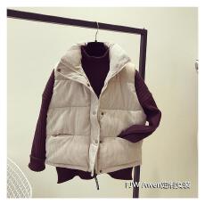 批发坎肩面包服加厚棉衣马甲女背心外套灯芯绒短款学院风