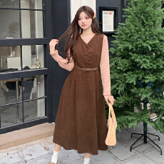批发法式气质连衣裙搭配加绒内搭打底针织衫套装女2025秋季新款两件套