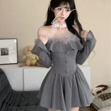 批发已出货~大码微胖mm秋冬甜辣妹打底连衣裙收腰纯欲蛋糕裙遮肉<b class='q'>短裙</b>