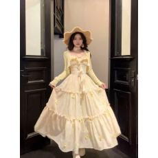 批发大码女小飞袖立体花瓣度假长款连衣裙女春夏2026新款针织外搭套装