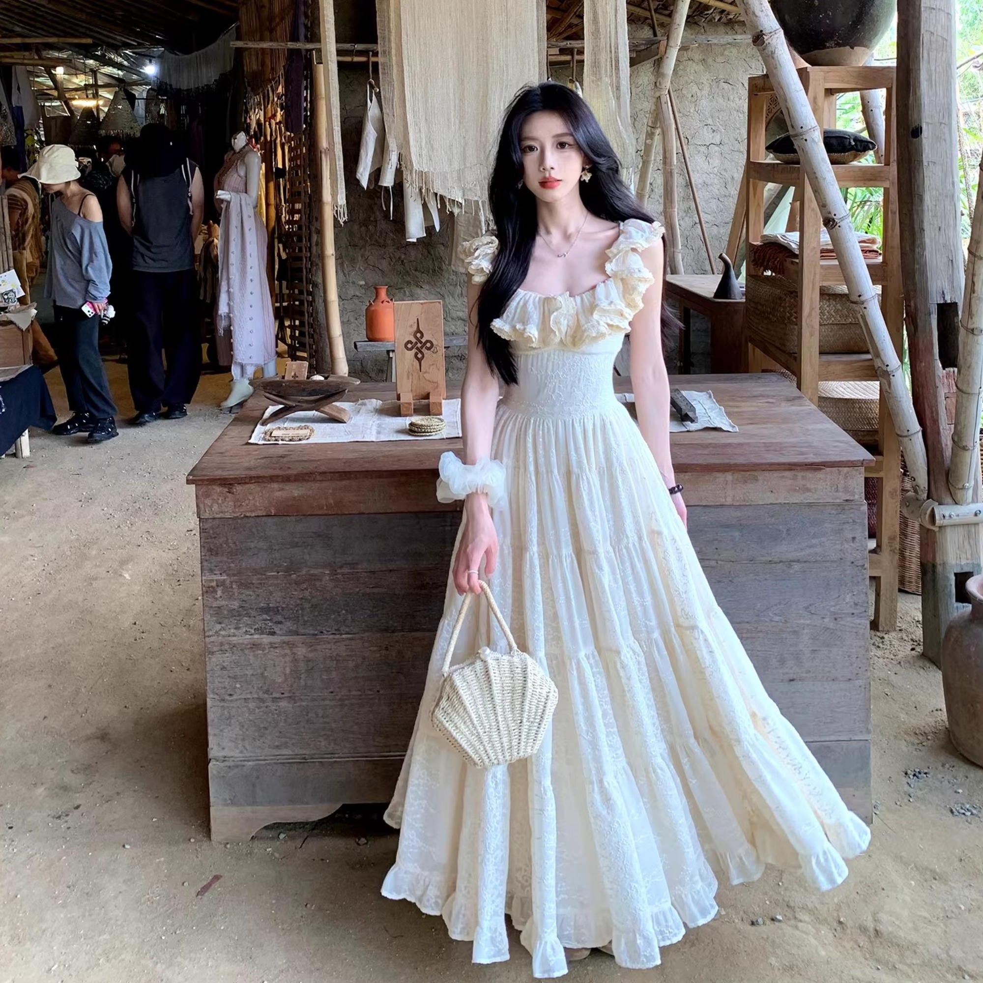 빅 사이즈 하나 달콤한 복숭아 yikett 거룩한 토리 니켈 무거운 작업 특대 사이즈 치마 슬립 꼬집기 허리 여성 드레스 휴가 치마