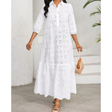 批发跨境外贸<b class='q'>欧美</b>女装亚马逊2026春季纯色镂空宽松时尚开衫休闲<b class='q'>连衣裙</b>